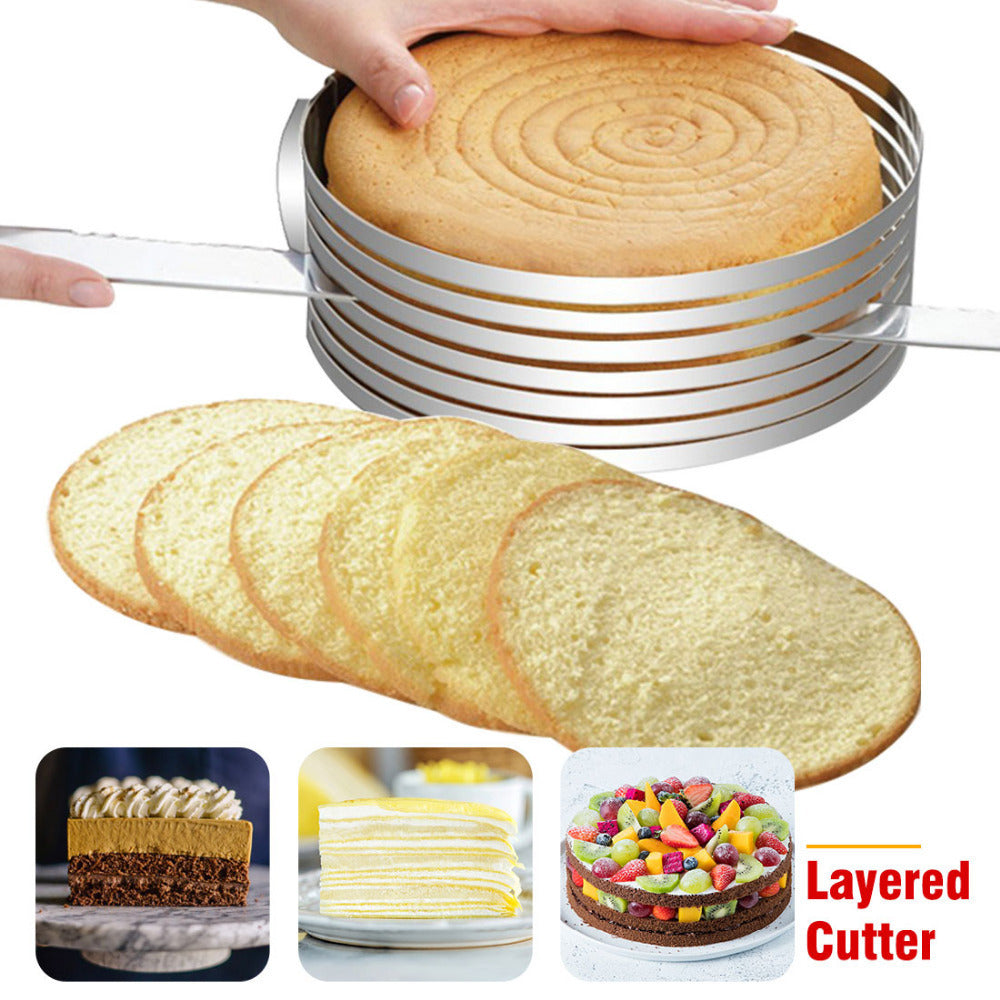 Layered Telescopic Slice Cake Mold Slicer Baking Pan