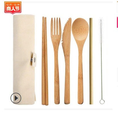 Portable Bamboo Tableware 6-Piece Set